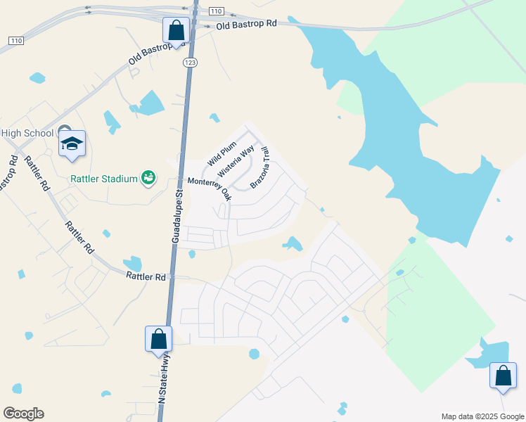 map of restaurants, bars, coffee shops, grocery stores, and more near 165 Tallow Trail in San Marcos