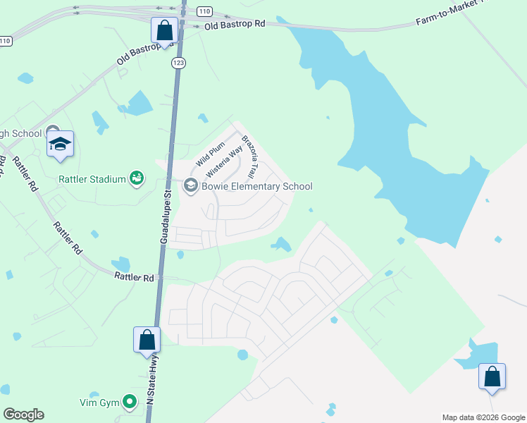map of restaurants, bars, coffee shops, grocery stores, and more near 165 Tallow Trail in San Marcos
