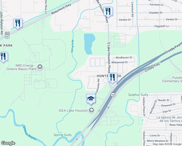map of restaurants, bars, coffee shops, grocery stores, and more near 13326 Crim Road in Houston