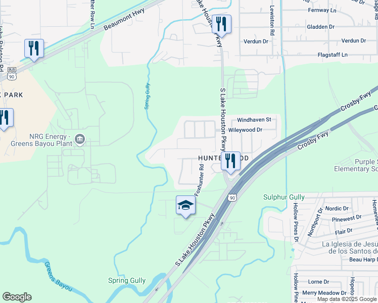 map of restaurants, bars, coffee shops, grocery stores, and more near 13326 Crim Road in Houston