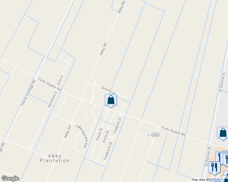 map of restaurants, bars, coffee shops, grocery stores, and more near 872 Serenity Drive in Thibodaux