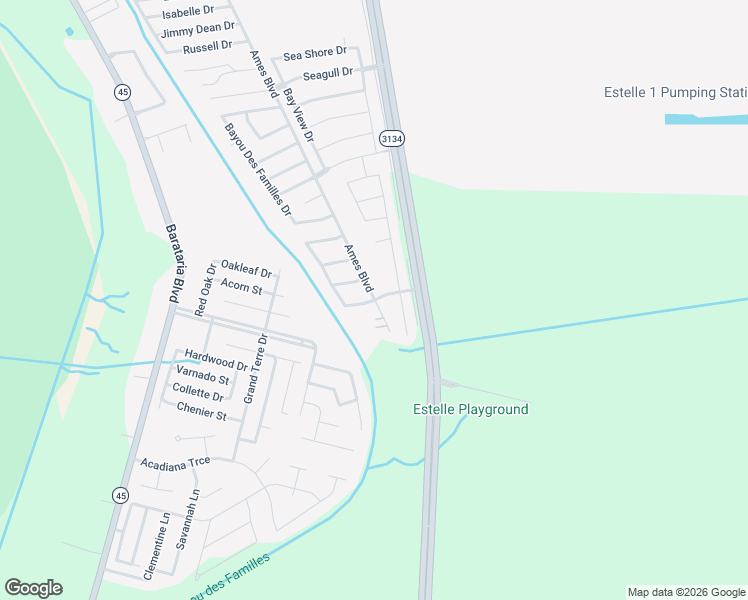 map of restaurants, bars, coffee shops, grocery stores, and more near 2701 Bayou Cook Drive in Marrero