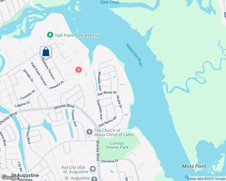 map of restaurants, bars, coffee shops, grocery stores, and more near 516 San Bruno Street in St. Augustine