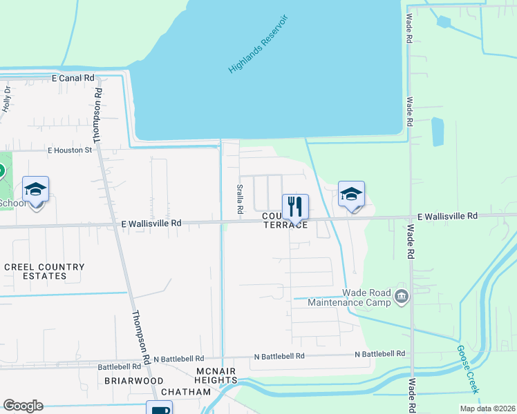 map of restaurants, bars, coffee shops, grocery stores, and more near 8510 Sunflower Street in Highlands