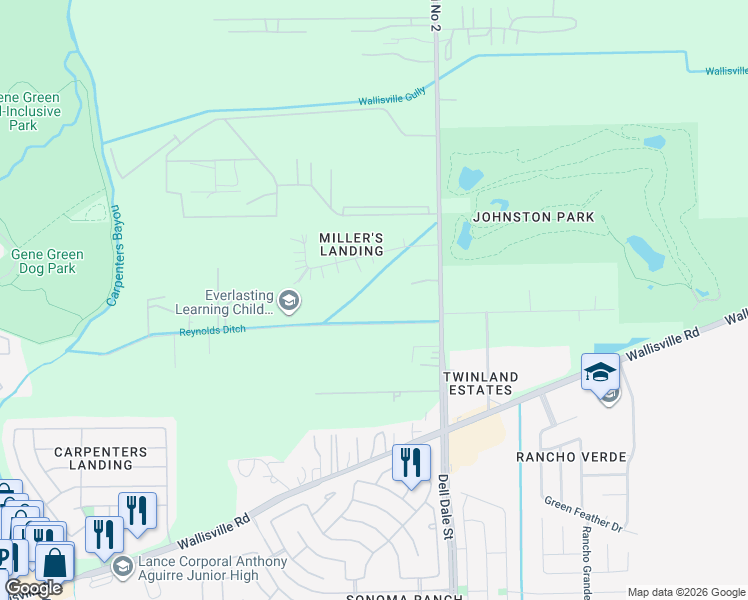 map of restaurants, bars, coffee shops, grocery stores, and more near 16051 Moore Road in Houston