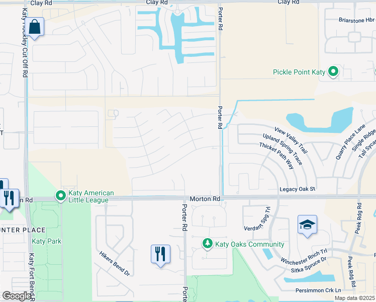 map of restaurants, bars, coffee shops, grocery stores, and more near 24218 Treviso Gardens Drive in Katy