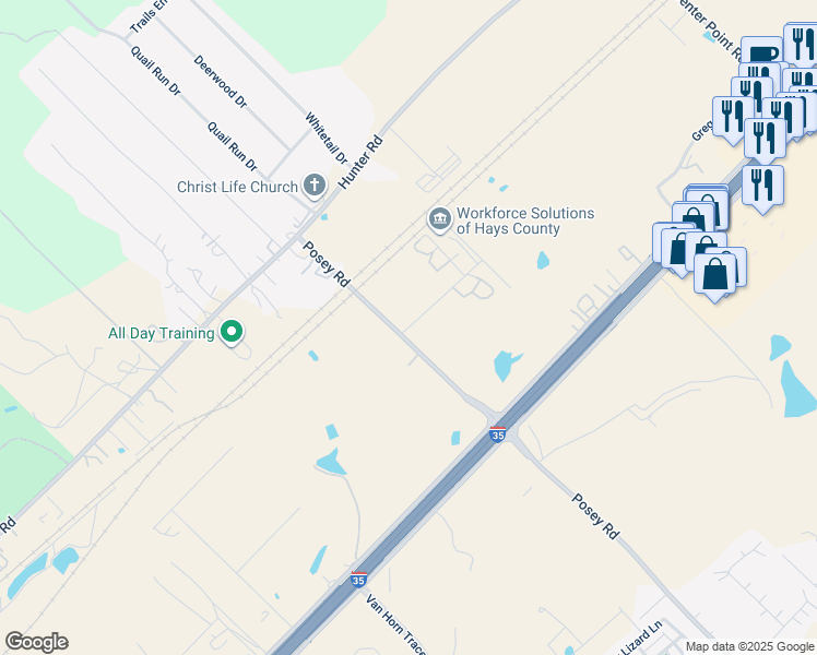 map of restaurants, bars, coffee shops, grocery stores, and more near 4785 Transportation Way in San Marcos
