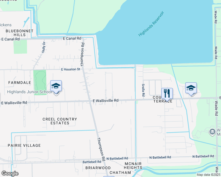 map of restaurants, bars, coffee shops, grocery stores, and more near 8607 East Highlands Crossing in Highlands