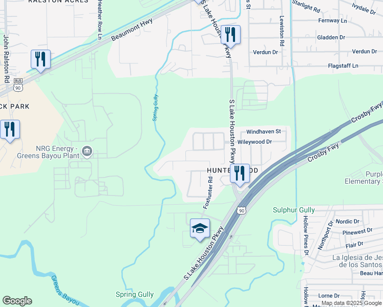 map of restaurants, bars, coffee shops, grocery stores, and more near 6511 Pine Tree Springs in Houston