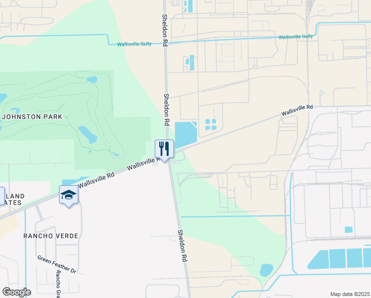 map of restaurants, bars, coffee shops, grocery stores, and more near 14453 Wallisville Road in Houston