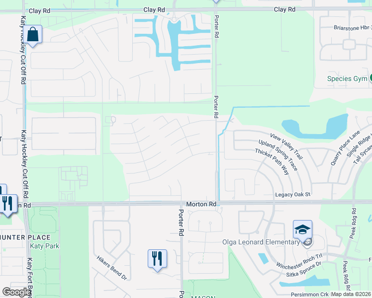 map of restaurants, bars, coffee shops, grocery stores, and more near 24222 Taranto Creek Court in Katy