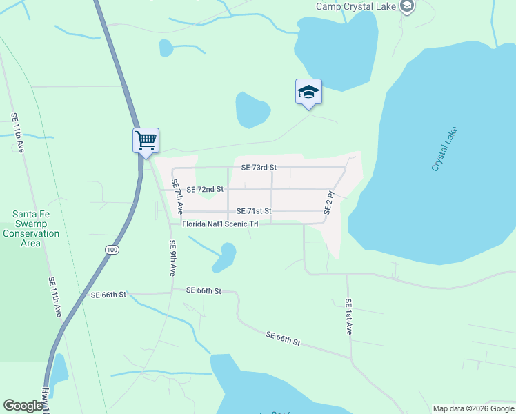 map of restaurants, bars, coffee shops, grocery stores, and more near 470 Southeast 72nd Street in Starke