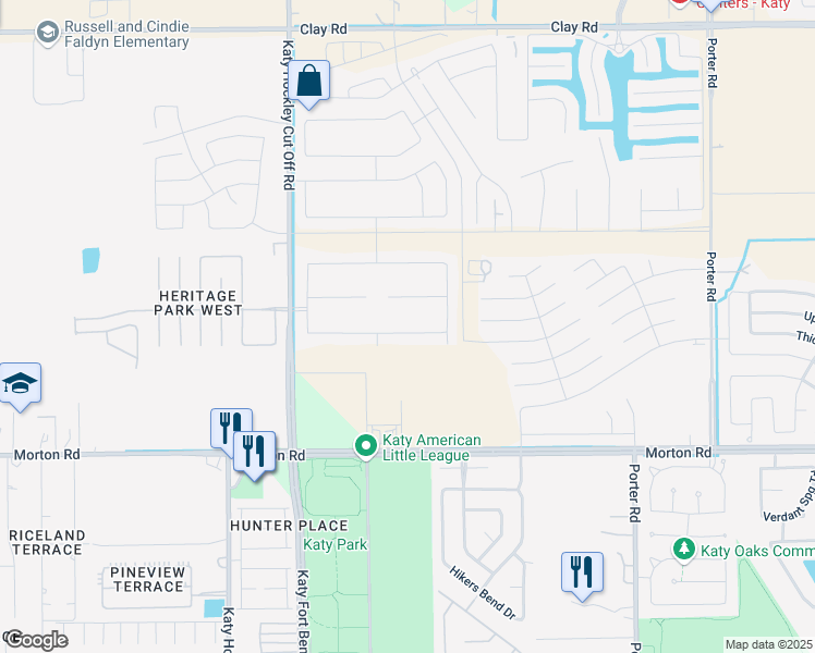 map of restaurants, bars, coffee shops, grocery stores, and more near 24706 Allori Ct in Katy