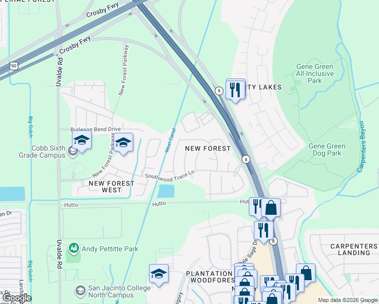 map of restaurants, bars, coffee shops, grocery stores, and more near 6810 Latchmore Lane in Houston