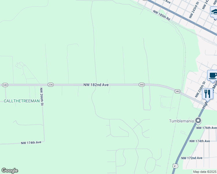 map of restaurants, bars, coffee shops, grocery stores, and more near 25605 Northwest 182nd Avenue in High Springs