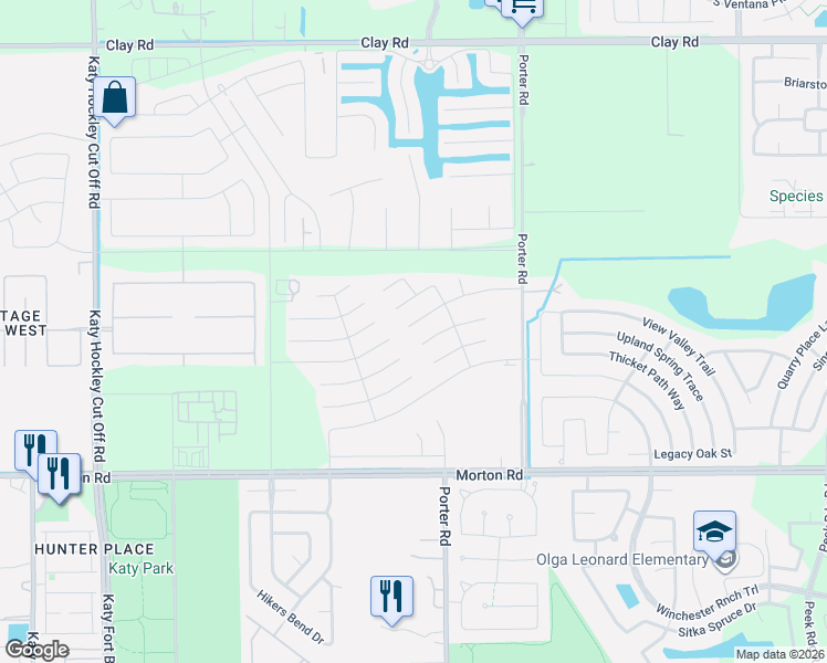map of restaurants, bars, coffee shops, grocery stores, and more near 24251 Avogadro Drive in Katy
