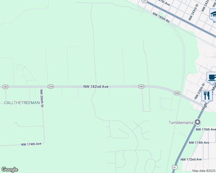 map of restaurants, bars, coffee shops, grocery stores, and more near 25605 NW 182nd Ave in High Springs