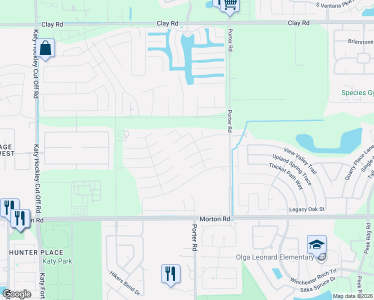 map of restaurants, bars, coffee shops, grocery stores, and more near 24251 Avogadro Drive in Katy