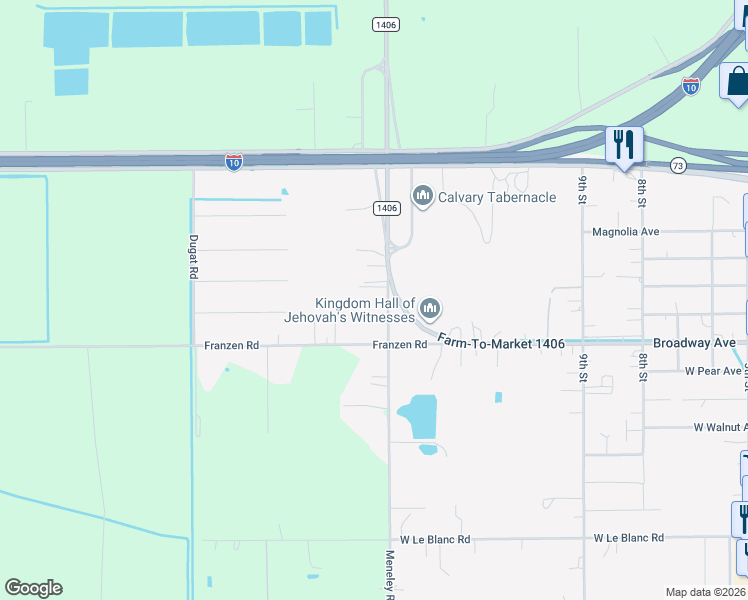 map of restaurants, bars, coffee shops, grocery stores, and more near 144 Meneley Road in Winnie