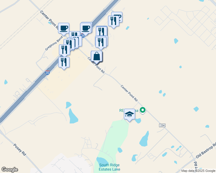 map of restaurants, bars, coffee shops, grocery stores, and more near 1405 Centerpoint Road in San Marcos