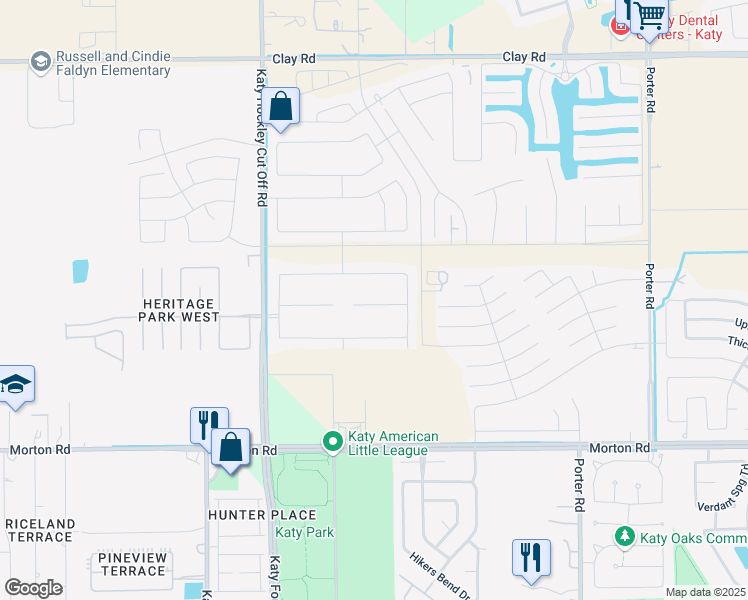 map of restaurants, bars, coffee shops, grocery stores, and more near 24706 Allori Court in Katy