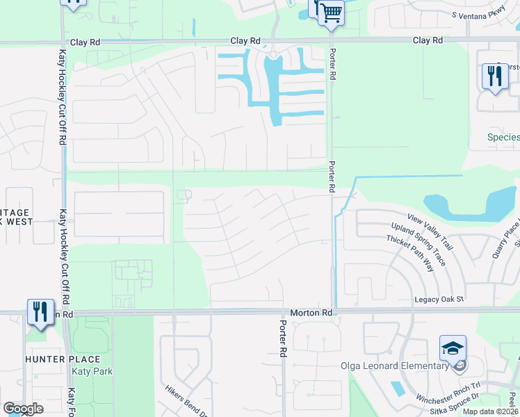 map of restaurants, bars, coffee shops, grocery stores, and more near 24246 San Marzano Court in Katy