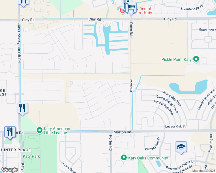 map of restaurants, bars, coffee shops, grocery stores, and more near 3306 Fermi Drive in Katy