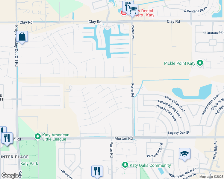 map of restaurants, bars, coffee shops, grocery stores, and more near 3306 Fermi Drive in Katy