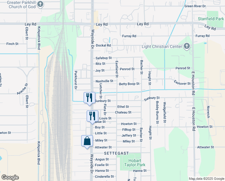 map of restaurants, bars, coffee shops, grocery stores, and more near 7968 Henson Street in Houston
