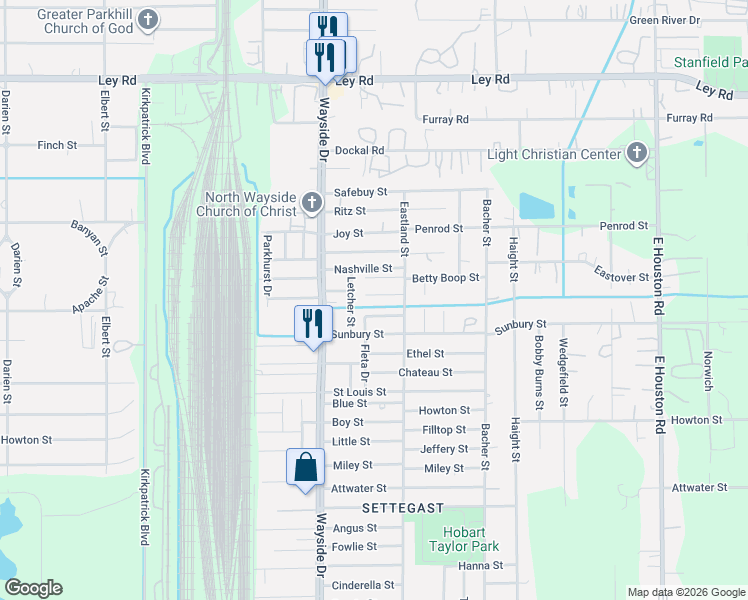 map of restaurants, bars, coffee shops, grocery stores, and more near 7968 Henson Street in Houston