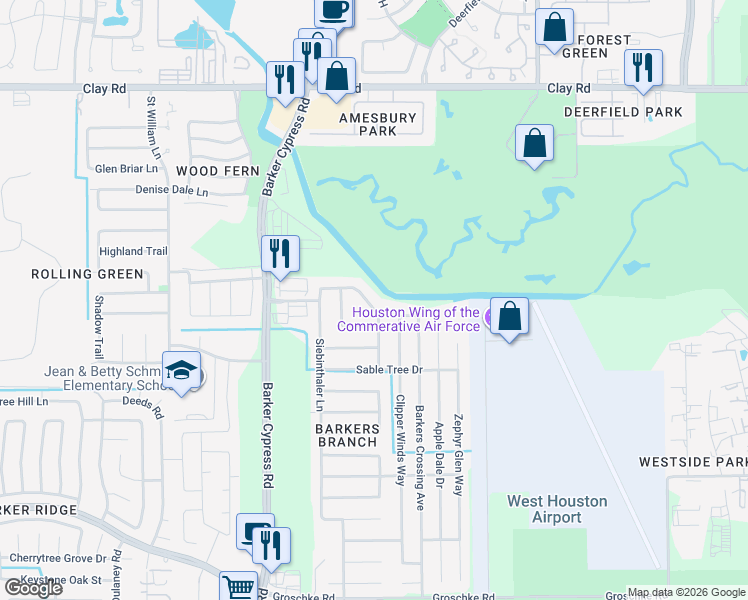 map of restaurants, bars, coffee shops, grocery stores, and more near 3722 Rowlock Vine Drive in Houston