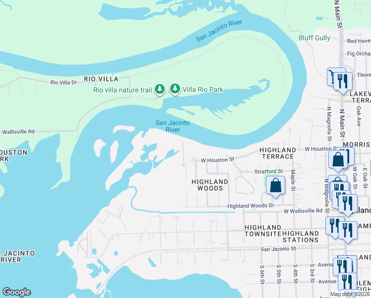 map of restaurants, bars, coffee shops, grocery stores, and more near 1006 West Houston Street in Highlands