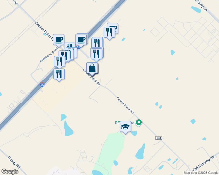 map of restaurants, bars, coffee shops, grocery stores, and more near 1405 Center Point Road in San Marcos