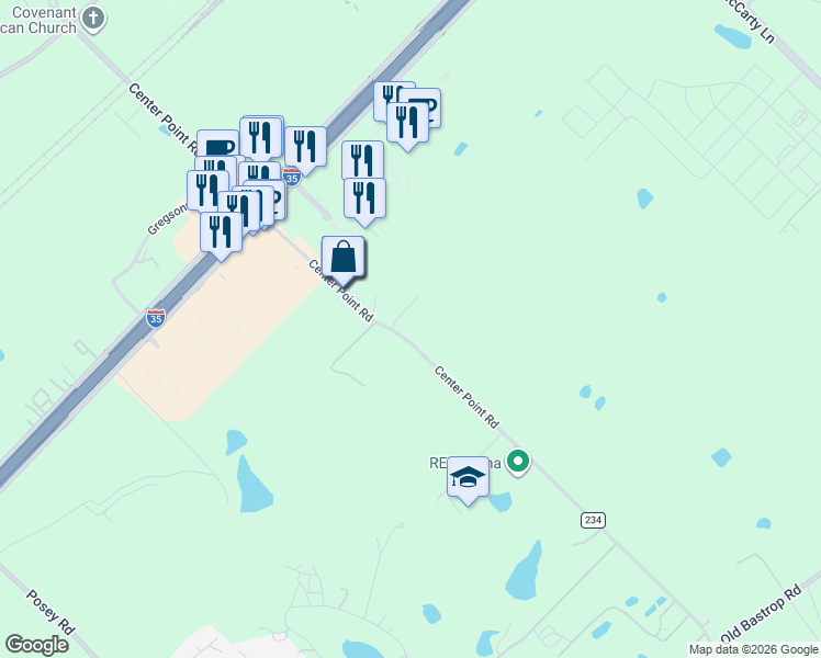 map of restaurants, bars, coffee shops, grocery stores, and more near 111 Center Point Court in San Marcos