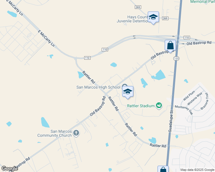 map of restaurants, bars, coffee shops, grocery stores, and more near in San Marcos