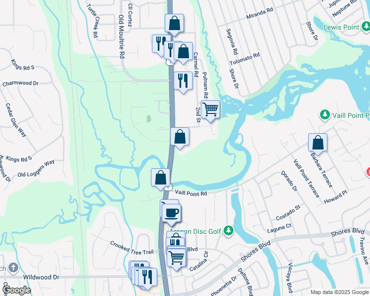 map of restaurants, bars, coffee shops, grocery stores, and more near 3755 Bluff Lane in St. Augustine