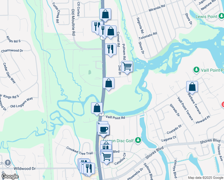 map of restaurants, bars, coffee shops, grocery stores, and more near 3755 Bluff Lane in St. Augustine