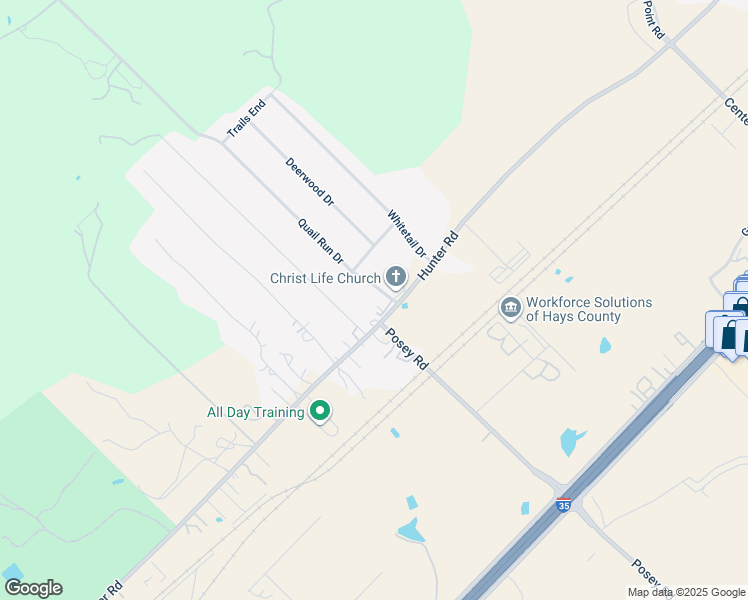 map of restaurants, bars, coffee shops, grocery stores, and more near 105 Quail Run Drive in San Marcos