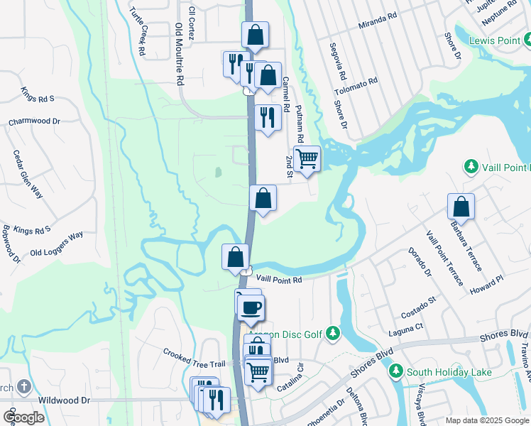 map of restaurants, bars, coffee shops, grocery stores, and more near 3755 Bluff Lane in St. Augustine