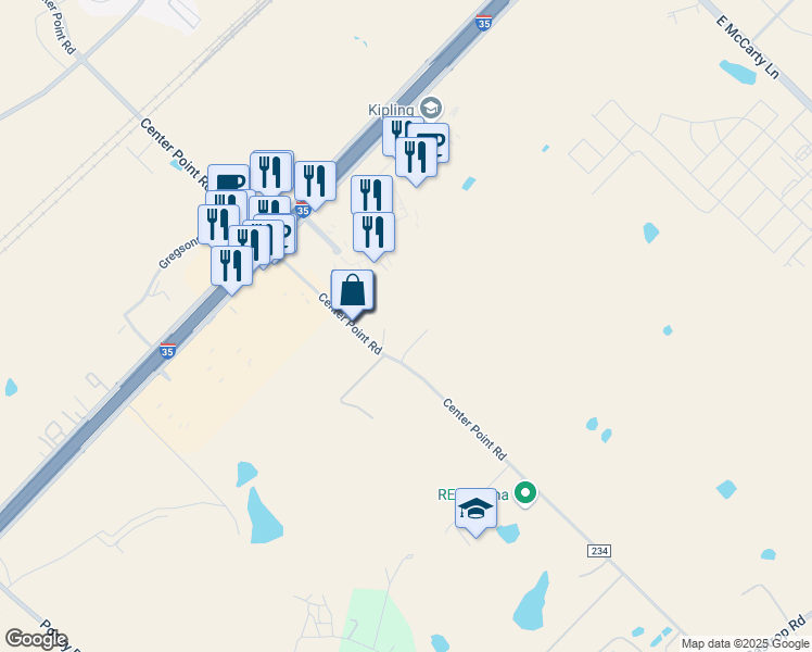 map of restaurants, bars, coffee shops, grocery stores, and more near 111 Center Point Court in San Marcos