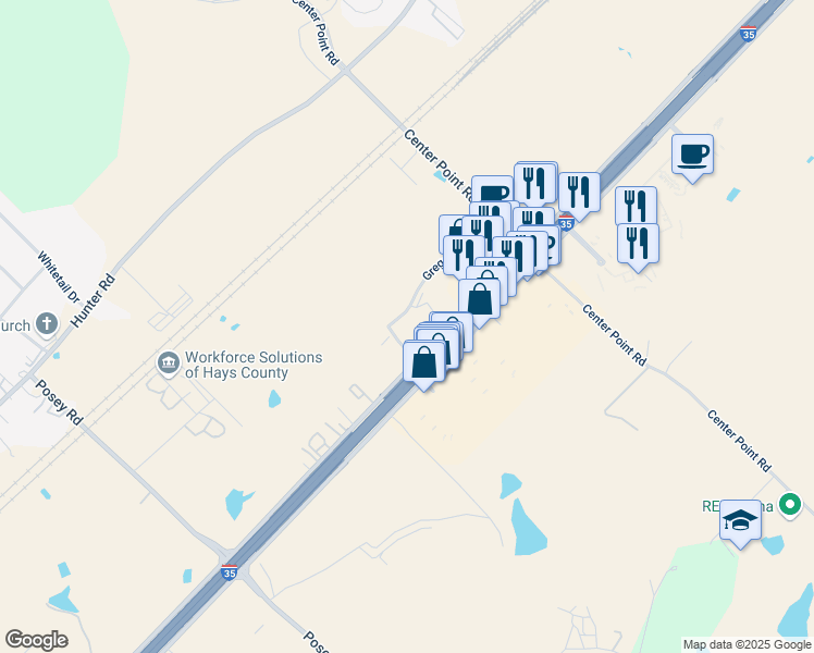 map of restaurants, bars, coffee shops, grocery stores, and more near 625 Gregsons Bend in San Marcos