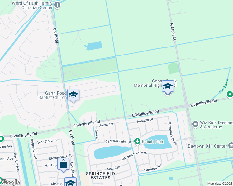 map of restaurants, bars, coffee shops, grocery stores, and more near 5442 Rio Drive in Baytown