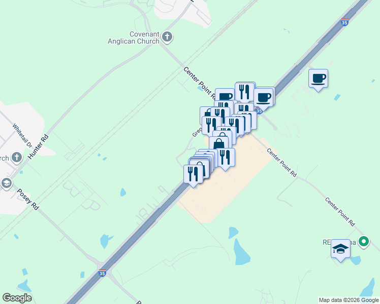 map of restaurants, bars, coffee shops, grocery stores, and more near 625 Commercial Loop in San Marcos