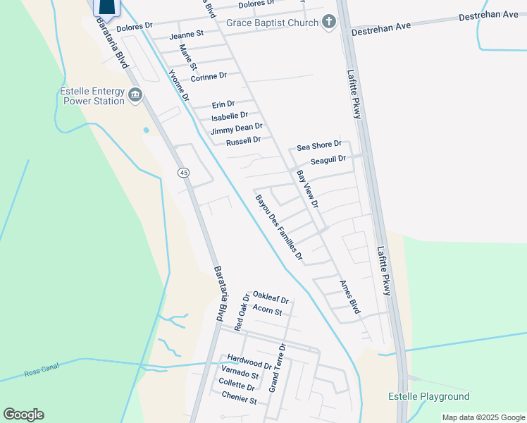 map of restaurants, bars, coffee shops, grocery stores, and more near 4468 Bayou Des Familles Drive in Marrero