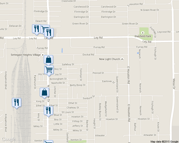 map of restaurants, bars, coffee shops, grocery stores, and more near 6902 Bacher Street in Houston