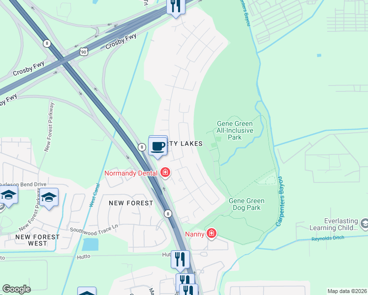 map of restaurants, bars, coffee shops, grocery stores, and more near in Harris County