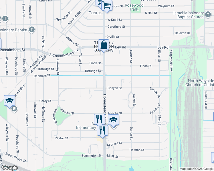 map of restaurants, bars, coffee shops, grocery stores, and more near in Houston