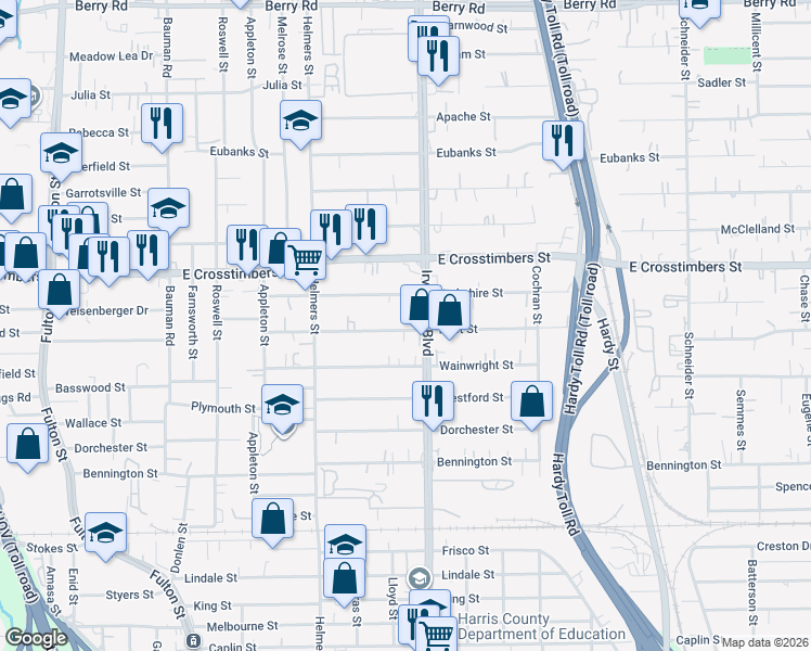 map of restaurants, bars, coffee shops, grocery stores, and more near 732 Post Street in Houston