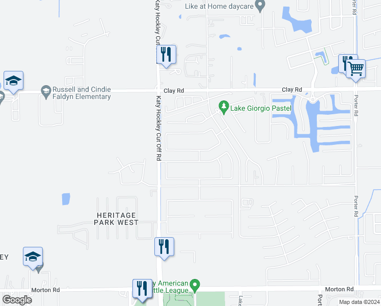 map of restaurants, bars, coffee shops, grocery stores, and more near 24827 Puccini Place in Katy
