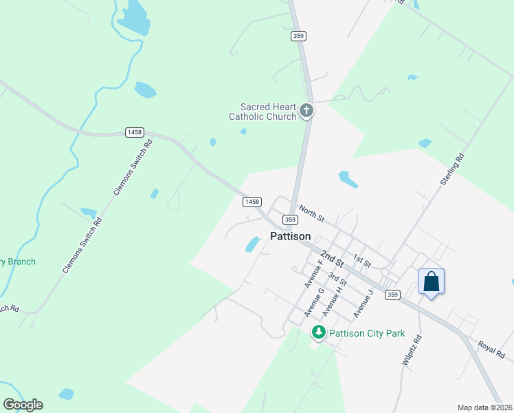 map of restaurants, bars, coffee shops, grocery stores, and more near 37212 Farm to Market 1458 in Pattison